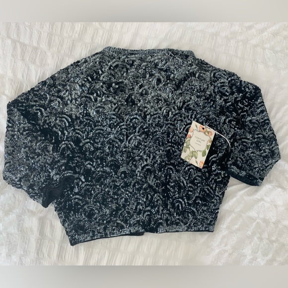 NWT vintage sequin bomber style zip jacket - size XS/S - Picture 3 of 6